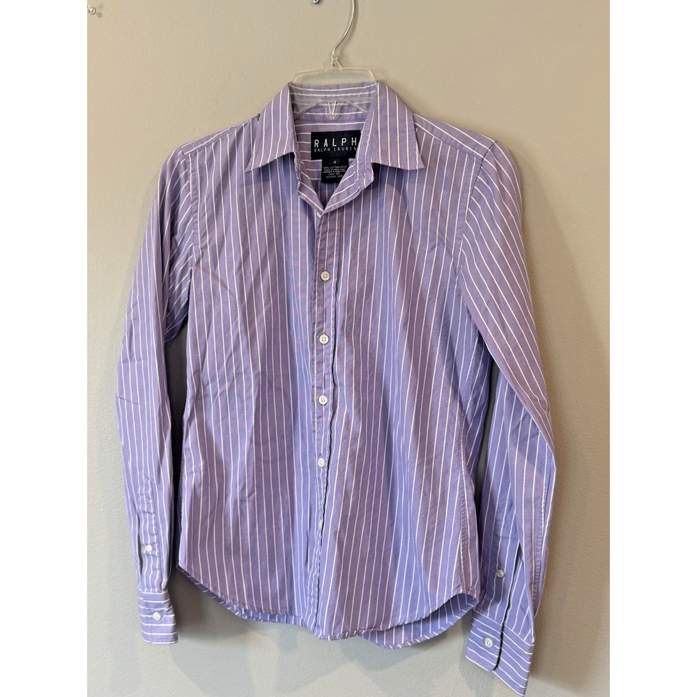 Ralph Lauren Blouse Shirt Womens Size 4 Lavender Cotton Button Down Oxford